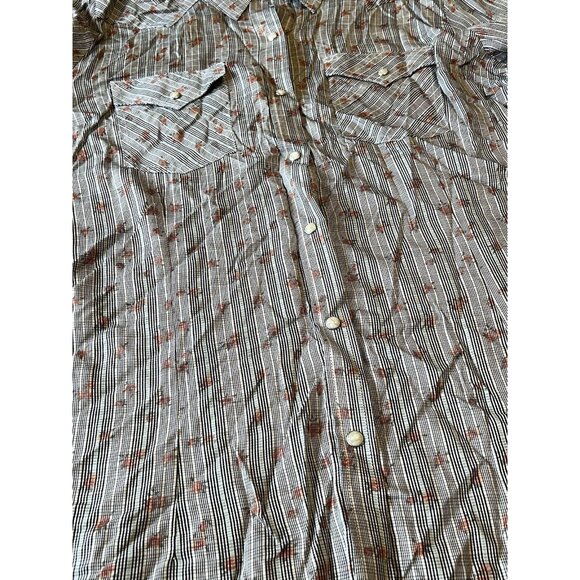 Wrangler Retro Top Women Size XL Floral Pearl Snap Western Rodeo Cowgirl Country - Picture 8 of 16